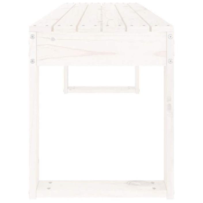 Banc de jardin blanc 110x38x45 cm bois massif de pin - Photo n°4