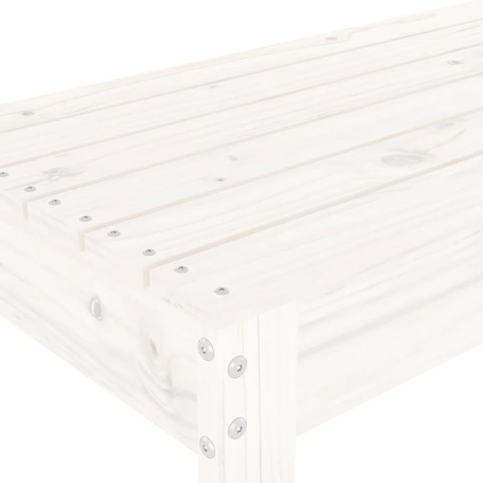 Banc de jardin blanc 110x38x45 cm bois massif de pin - Photo n°6