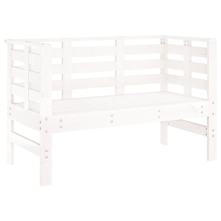 Banc de jardin blanc 111,5x53x71 cm bois massif de pin - Photo n°1