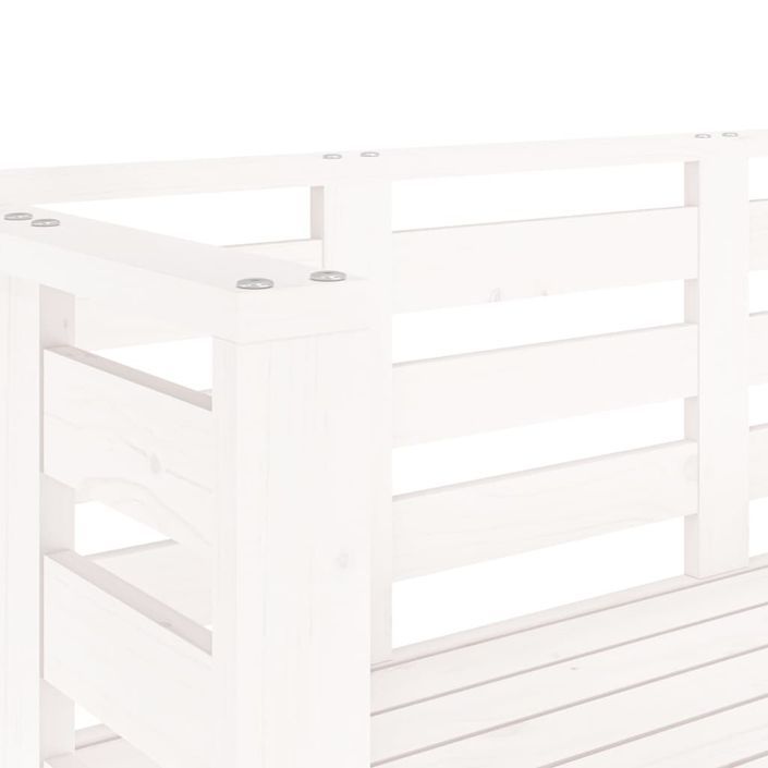 Banc de jardin blanc 111,5x53x71 cm bois massif de pin - Photo n°7