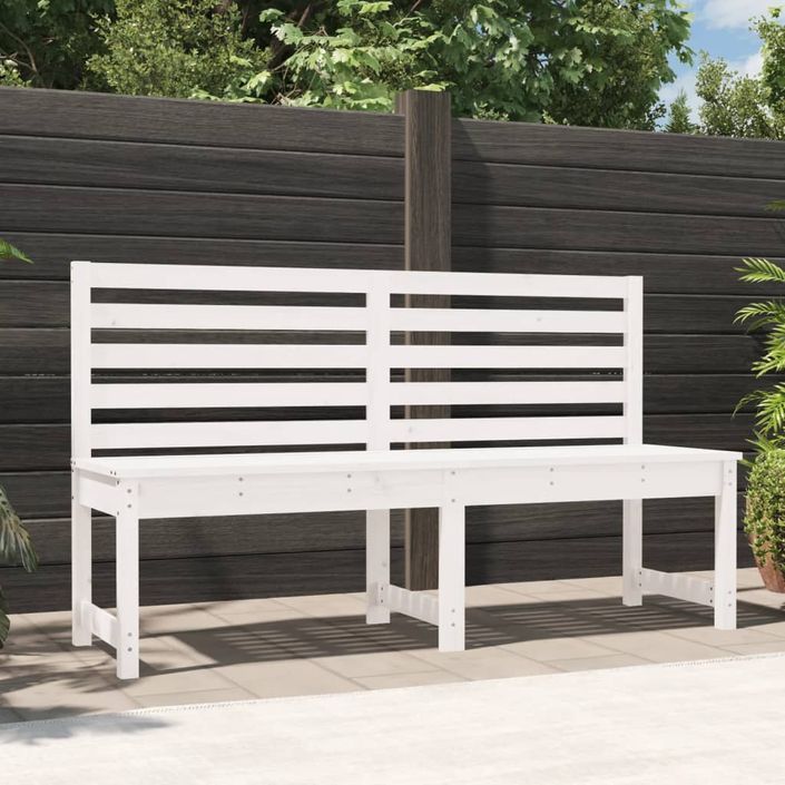 Banc de jardin blanc 157,5 cm bois massif de pin - Photo n°2