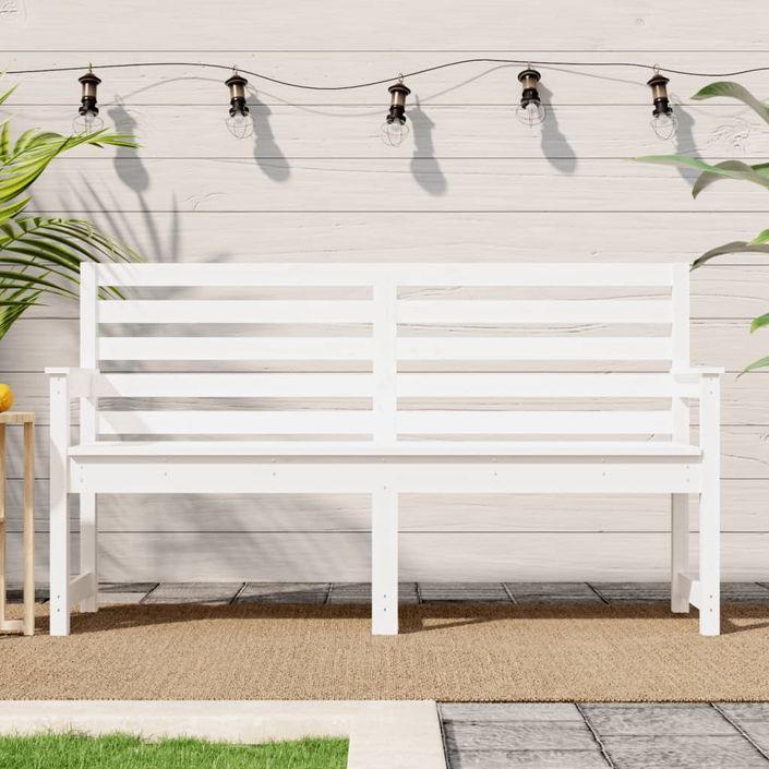 Banc de jardin blanc 159,5x48x91,5 cm bois massif de pin - Photo n°2