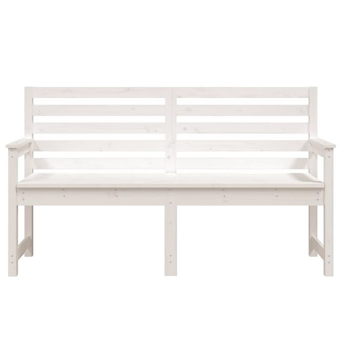 Banc de jardin blanc 159,5x48x91,5 cm bois massif de pin - Photo n°4