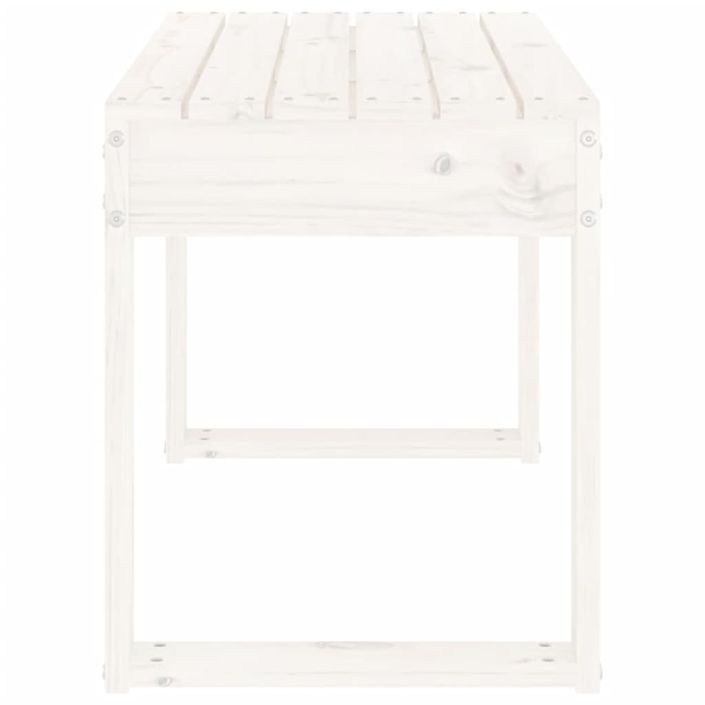 Banc de jardin blanc 80x38x45 cm bois massif de pin - Photo n°4