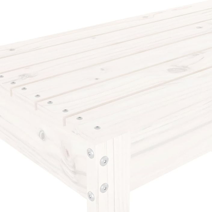 Banc de jardin blanc 80x38x45 cm bois massif de pin - Photo n°6