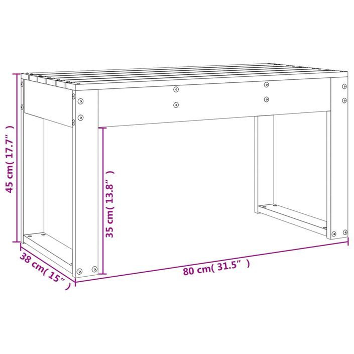 Banc de jardin blanc 80x38x45 cm bois massif de pin - Photo n°8