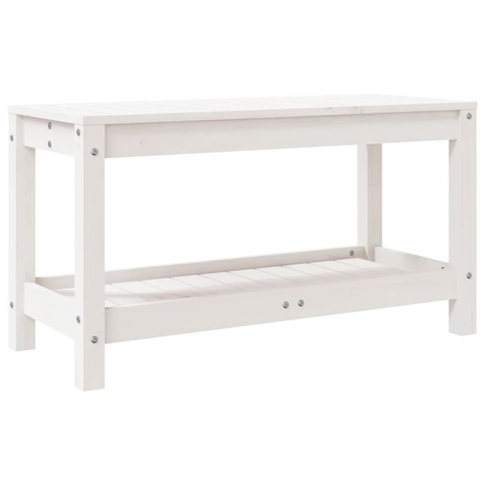 Banc de jardin blanc 82,5x35x45 cm bois massif de pin - Photo n°1