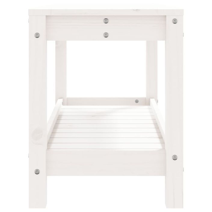 Banc de jardin blanc 82,5x35x45 cm bois massif de pin - Photo n°6