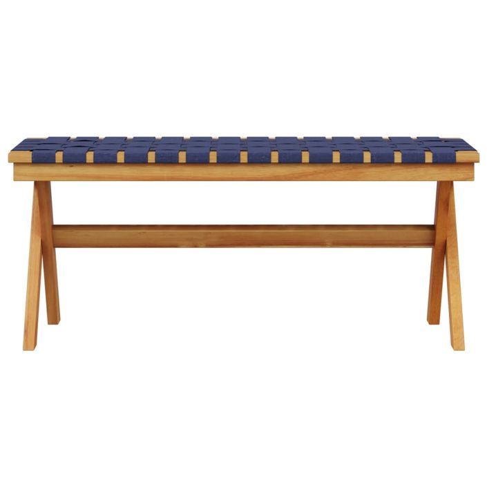 Banc de jardin bleu foncé bois massif d'acacia et tissu - Photo n°3