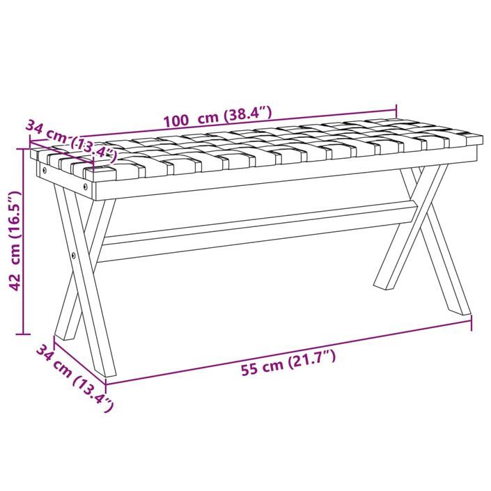 Banc de jardin bleu foncé bois massif d'acacia et tissu - Photo n°7