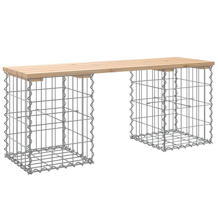 Banc de jardin design de gabion 103x31x42 cm bois massif de pin - Photo n°1