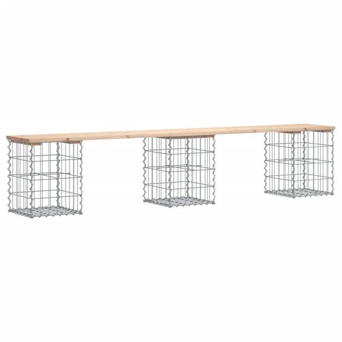 Banc de jardin design de gabion 203x31x42 cm bois massif de pin - Photo n°1