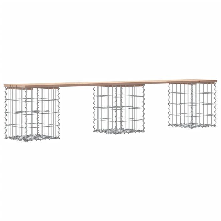 Banc de jardin design de gabion 203x31x42 cm bois massif de pin - Photo n°5