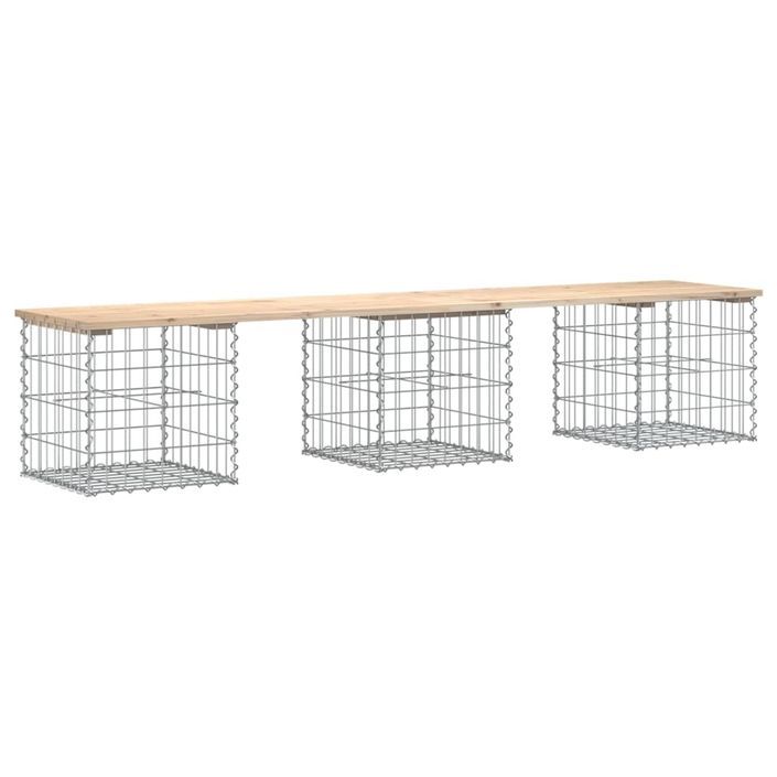 Banc de jardin design de gabion 203x44x42 cm bois massif de pin - Photo n°1