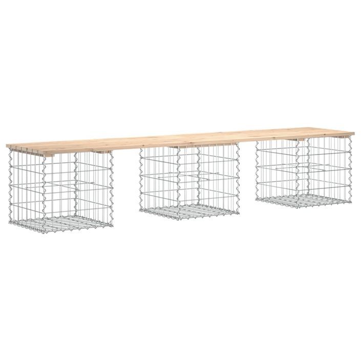 Banc de jardin design de gabion 203x44x42 cm bois massif de pin - Photo n°5