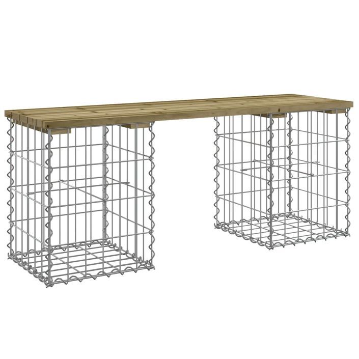 Banc de jardin design gabion 103x31x42 cm bois de pin imprégné - Photo n°1