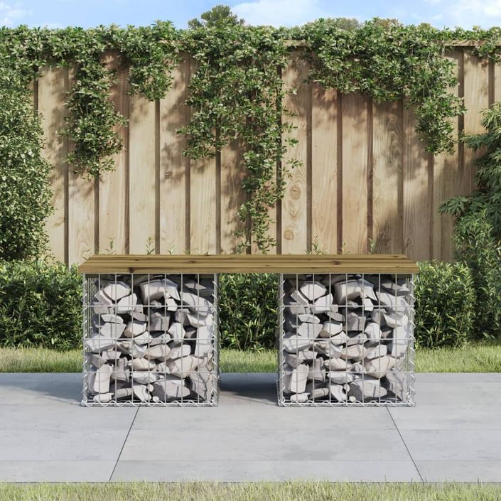 Banc de jardin design gabion 103x44x42 cm bois de pin imprégné - Photo n°2