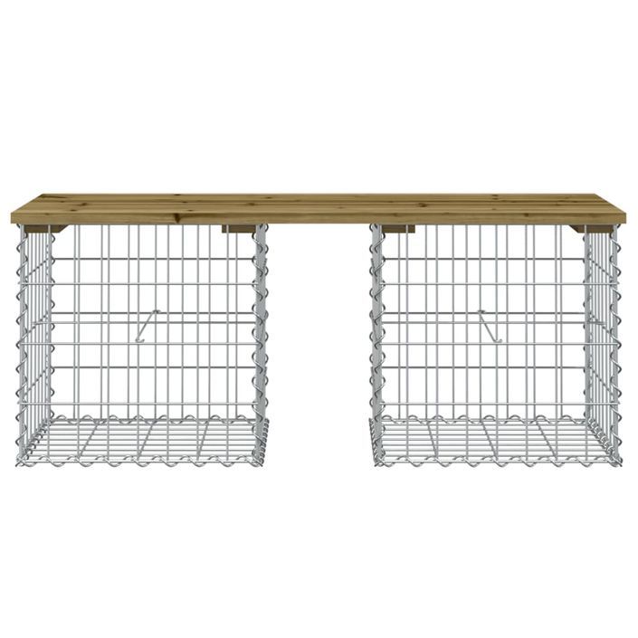 Banc de jardin design gabion 103x44x42 cm bois de pin imprégné - Photo n°3