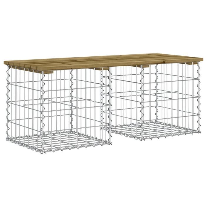 Banc de jardin design gabion 103x44x42 cm bois de pin imprégné - Photo n°5