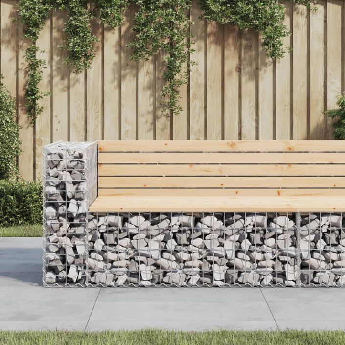 Banc de jardin design gabion 122x71x65,5 cm bois massif de pin - Photo n°2