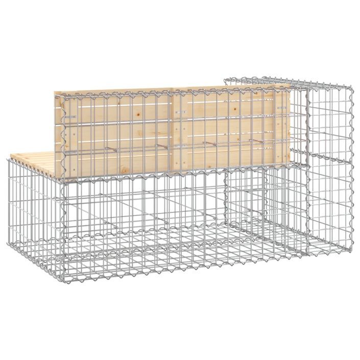 Banc de jardin design gabion 122x71x65,5 cm bois massif de pin - Photo n°5