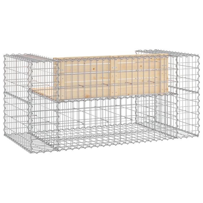 Banc de jardin design gabion 143x71x65,5 cm bois massif de pin - Photo n°5