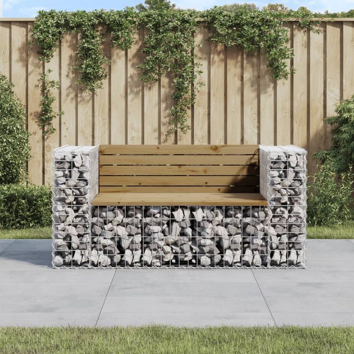 Banc de jardin design gabion 143x71x65,5cm bois de pin imprégné - Photo n°2