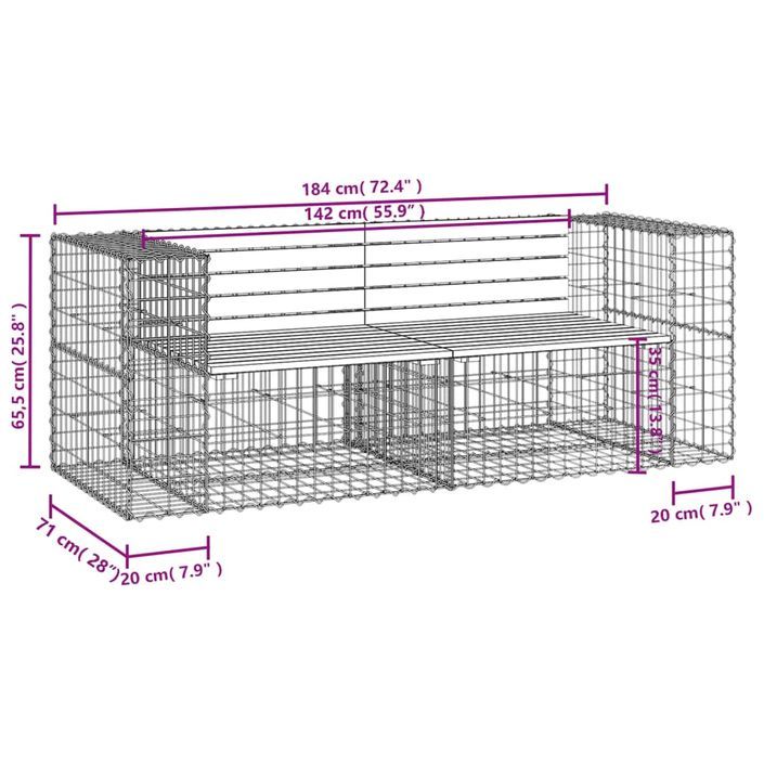 Banc de jardin design gabion 184x71x65,5 cm bois massif douglas - Photo n°7