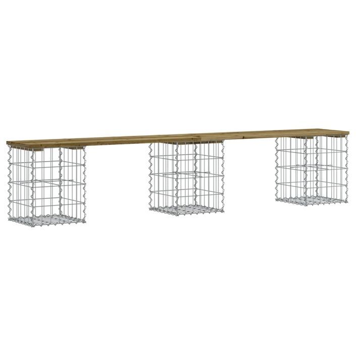 Banc de jardin design gabion 203x31x42 cm bois de pin imprégné - Photo n°1