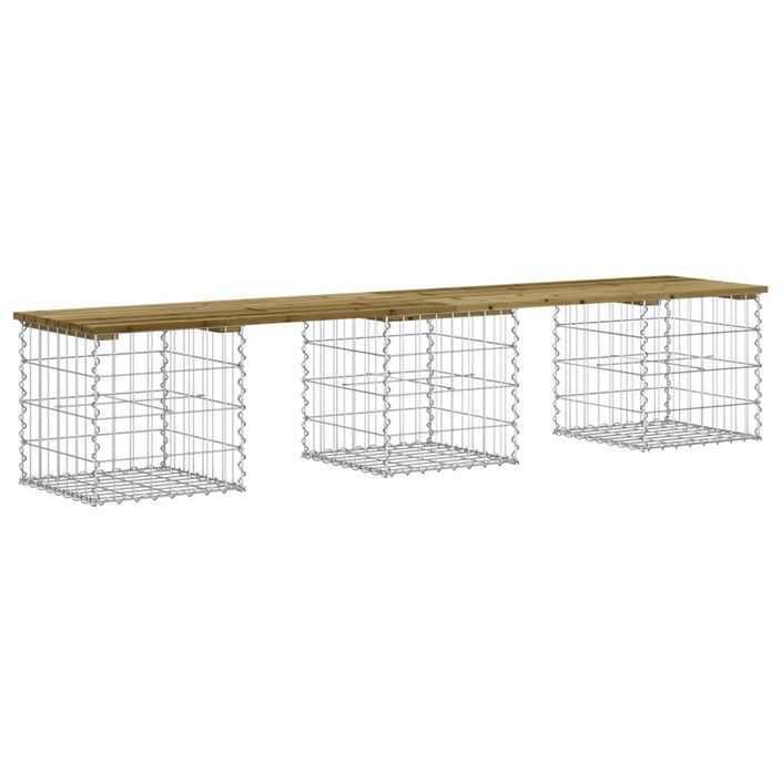 Banc de jardin design gabion 203x44x42 cm bois de pin imprégné - Photo n°5