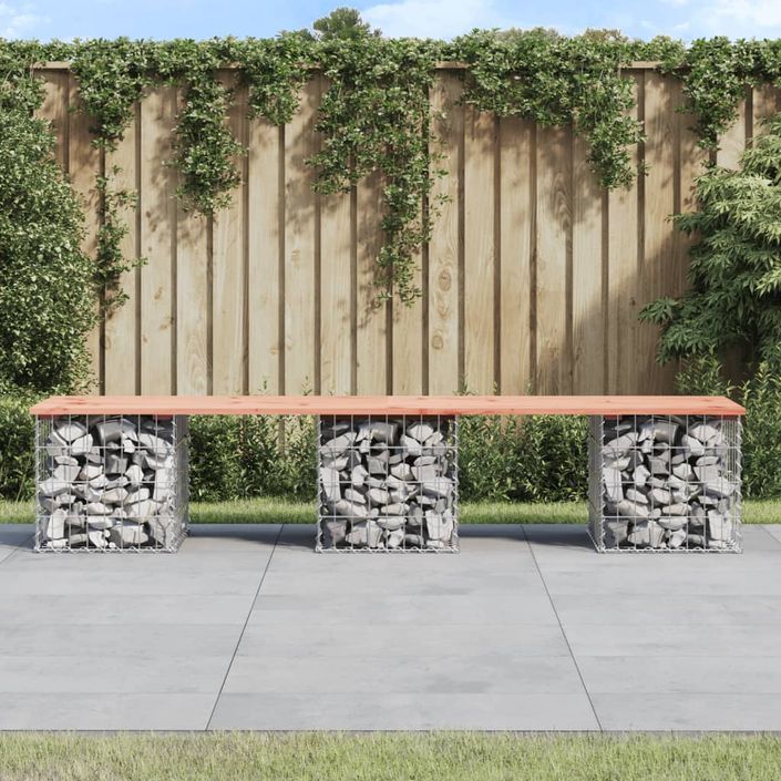 Banc de jardin design gabion 203x44x42cm bois massif de douglas - Photo n°2