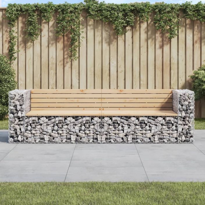 Banc de jardin design gabion 244x71x65,5 cm bois massif de pin - Photo n°2