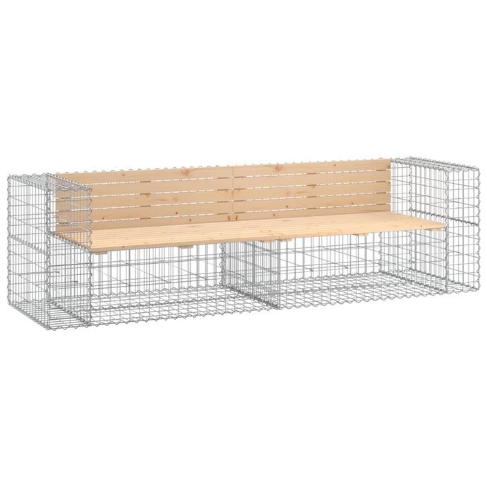 Banc de jardin design gabion 244x71x65,5 cm bois massif de pin - Photo n°1