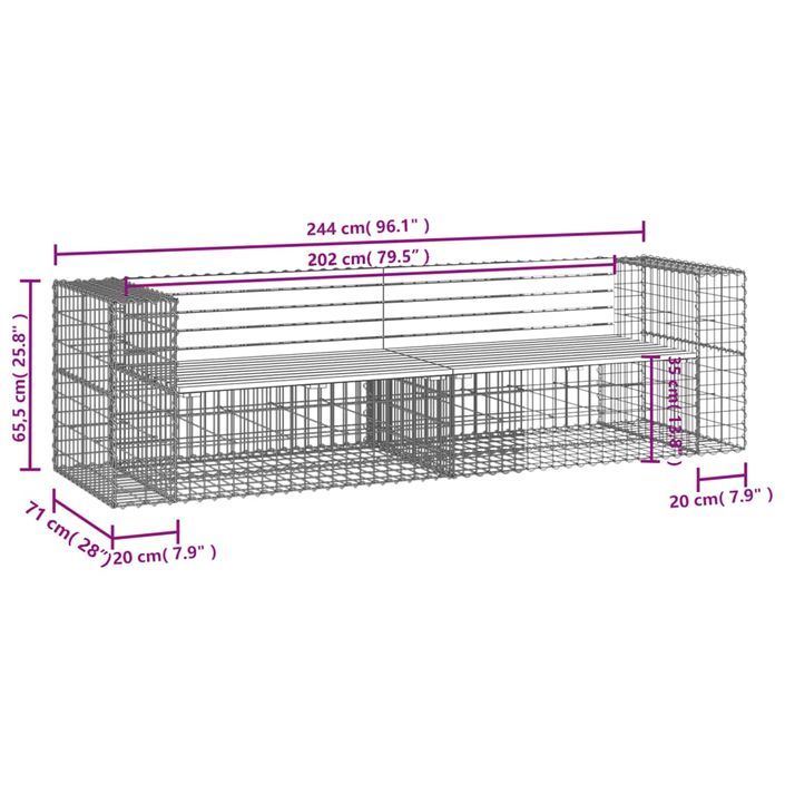 Banc de jardin design gabion 244x71x65,5 cm bois massif douglas - Photo n°7