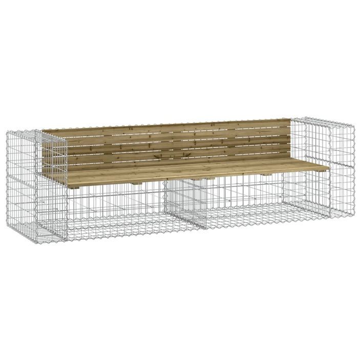 Banc de jardin design gabion 244x71x65,5cm bois de pin imprégné - Photo n°1