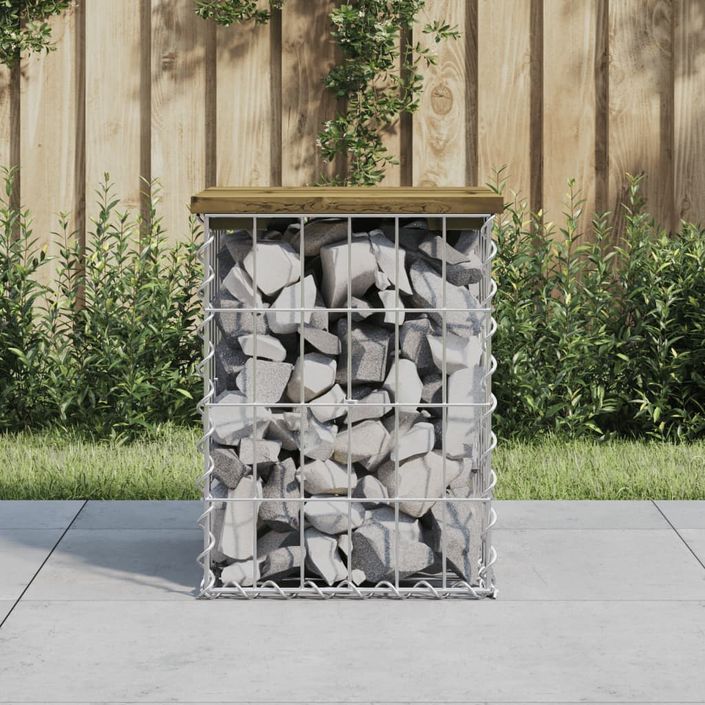 Banc de jardin design gabion 33x31x42 cm bois de pin imprégné - Photo n°2