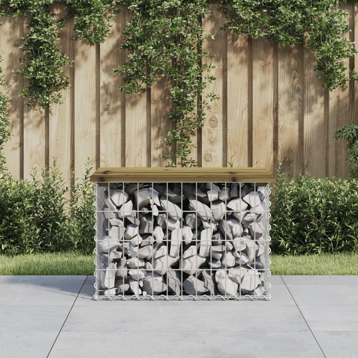 Banc de jardin design gabion 63x44x42 cm bois de pin imprégné - Photo n°2