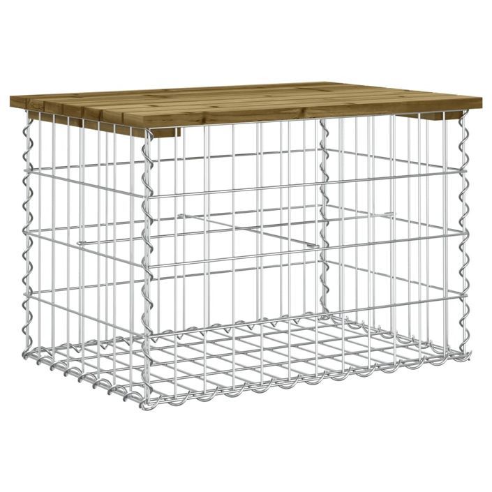 Banc de jardin design gabion 63x44x42 cm bois de pin imprégné - Photo n°5