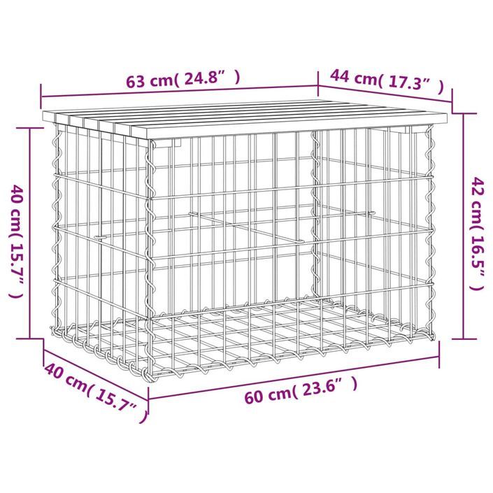 Banc de jardin design gabion 63x44x42 cm bois massif de douglas - Photo n°8