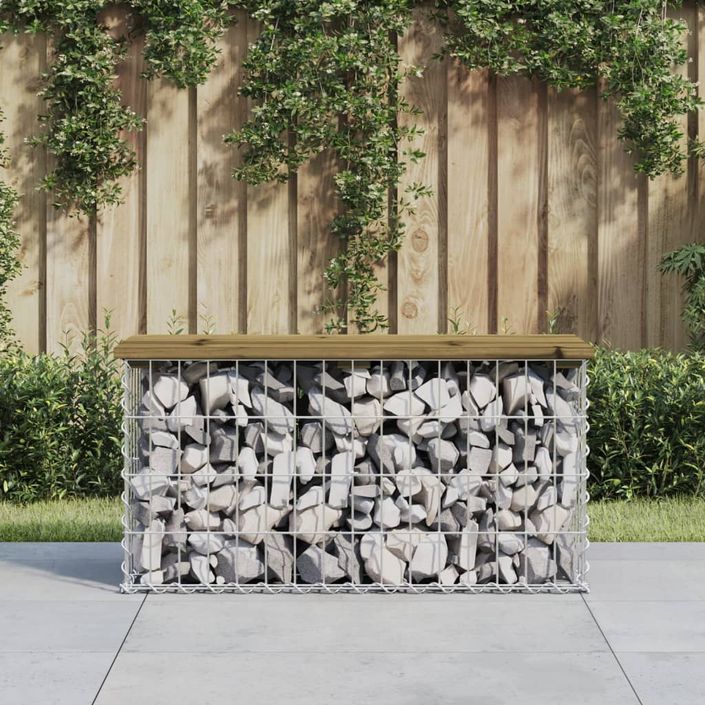 Banc de jardin design gabion 83x31,5x42 cm bois de pin imprégné - Photo n°2