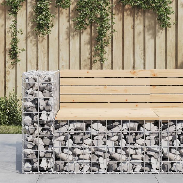 Banc de jardin design gabion 92x71x65,5 cm bois massif de pin - Photo n°2