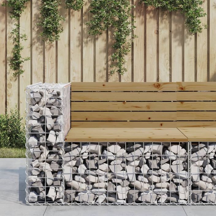 Banc de jardin design gabion 92x71x65,5cm bois de pin imprégné - Photo n°2