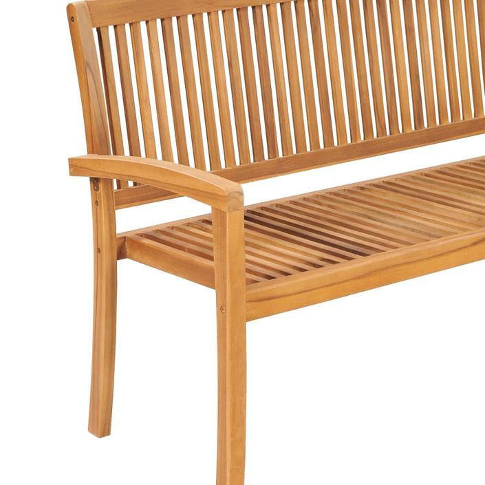 Banc de jardin empilable et coussin 159 cm Bois de teck massif 6 - Photo n°4