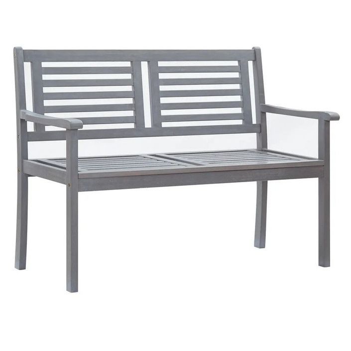 Banc de jardin eucalyptus massif gris Thebi 120 cm - Photo n°1