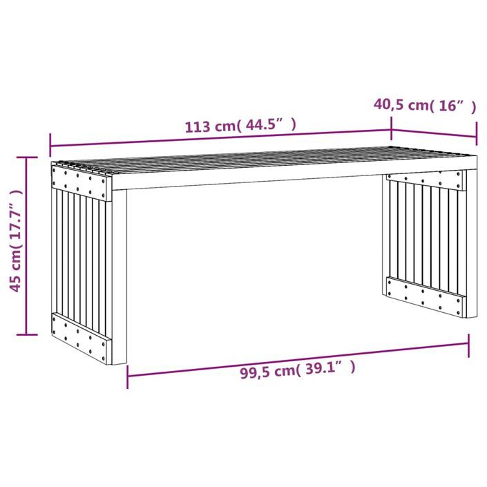 Banc de jardin extensible 212,5x40,5x45 cm bois massif de pin - Photo n°10