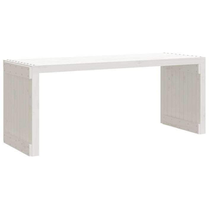 Banc de jardin extensible blanc 212,5x40,5x45cm bois massif pin - Photo n°5