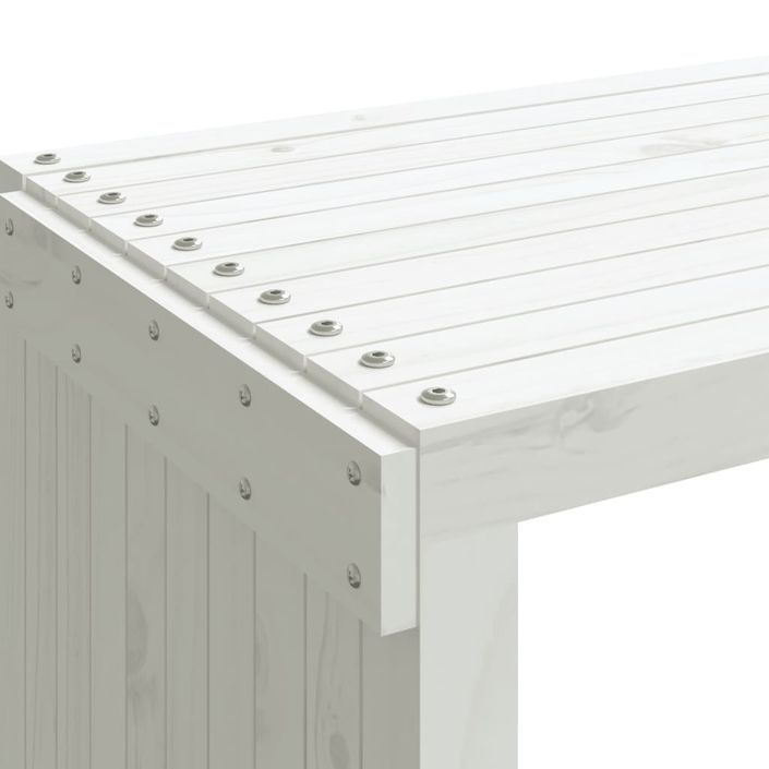 Banc de jardin extensible blanc 212,5x40,5x45cm bois massif pin - Photo n°8