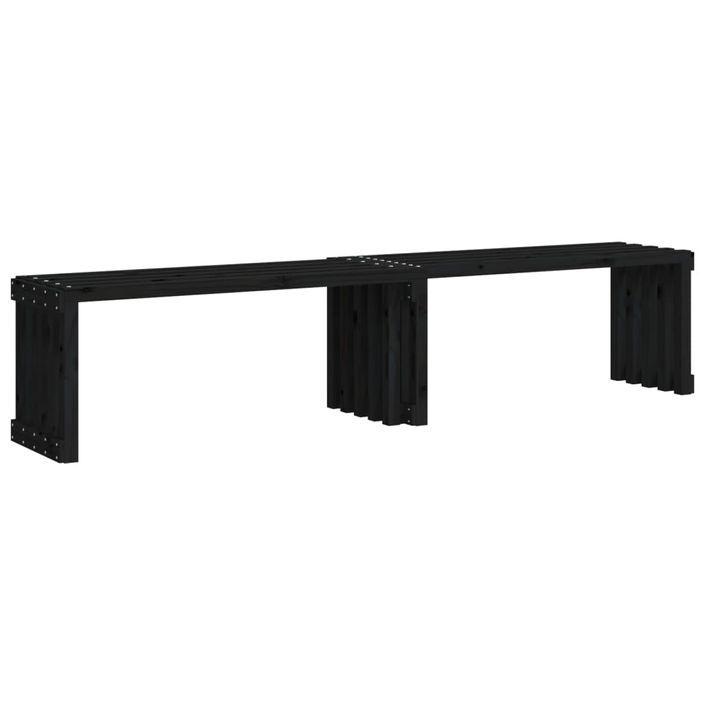 Banc de jardin extensible noir 212,5x40,5x45 cm bois massif pin - Photo n°1