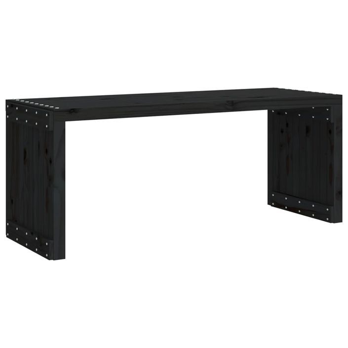 Banc de jardin extensible noir 212,5x40,5x45 cm bois massif pin - Photo n°5