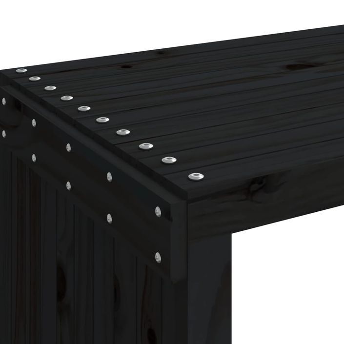 Banc de jardin extensible noir 212,5x40,5x45 cm bois massif pin - Photo n°8